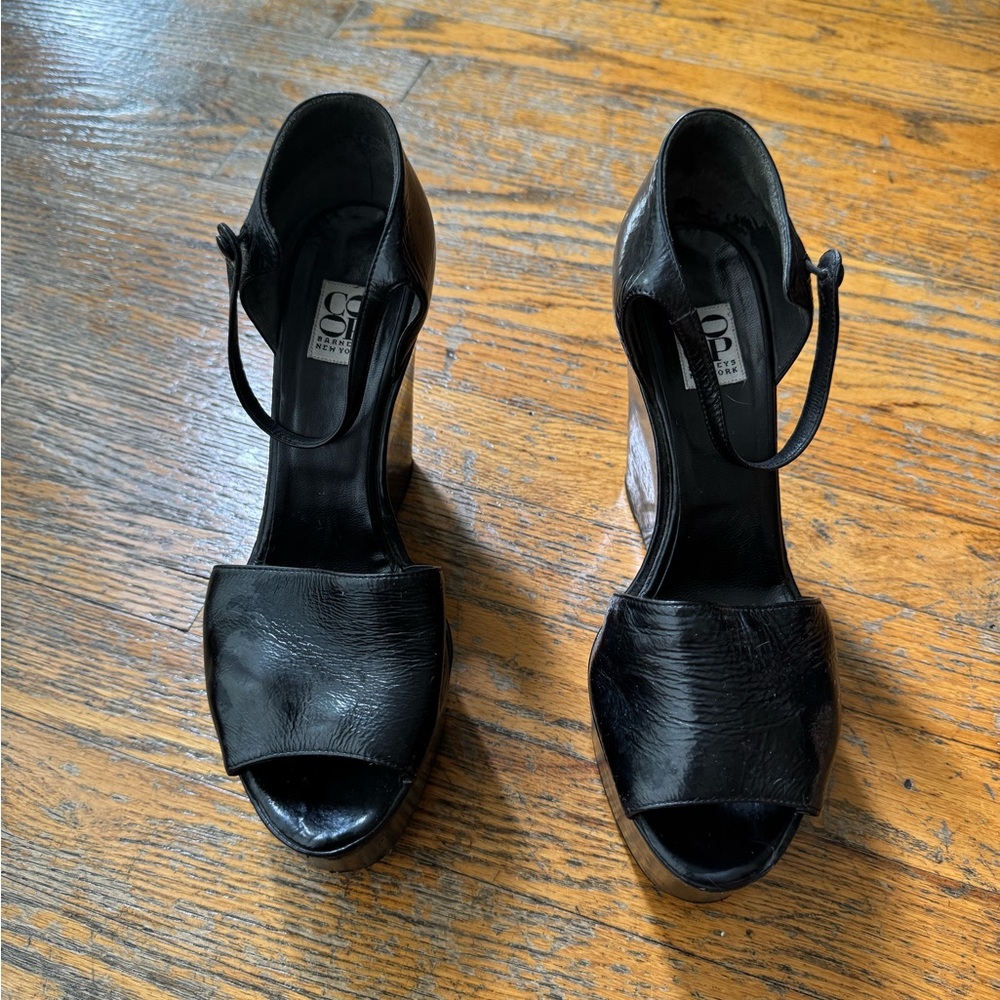Barney’s CoOp, black patent leather platform sandals circa 2006